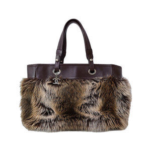 Chanel Fur Tote Bag Brown